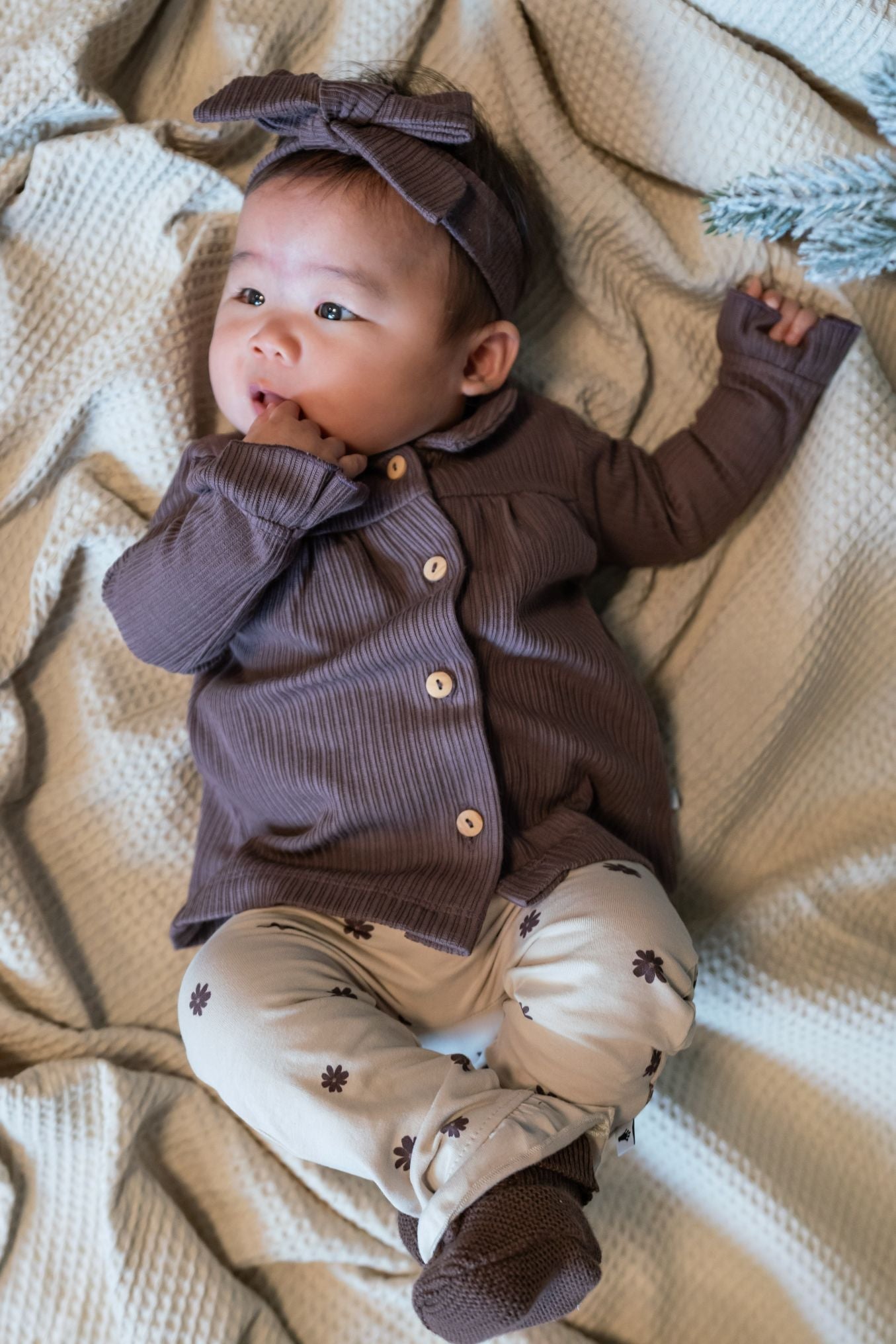 Meisjes Knitted Booties van Klein Baby in de kleur Purple in maat One size.