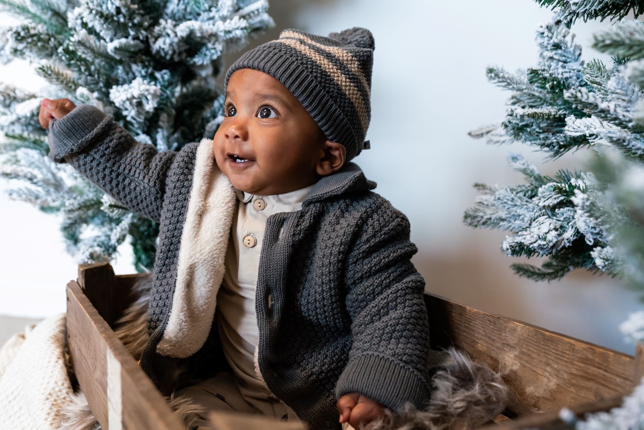 Jongens Knitted Jacket van Klein Baby in de kleur Grey in maat 74.
