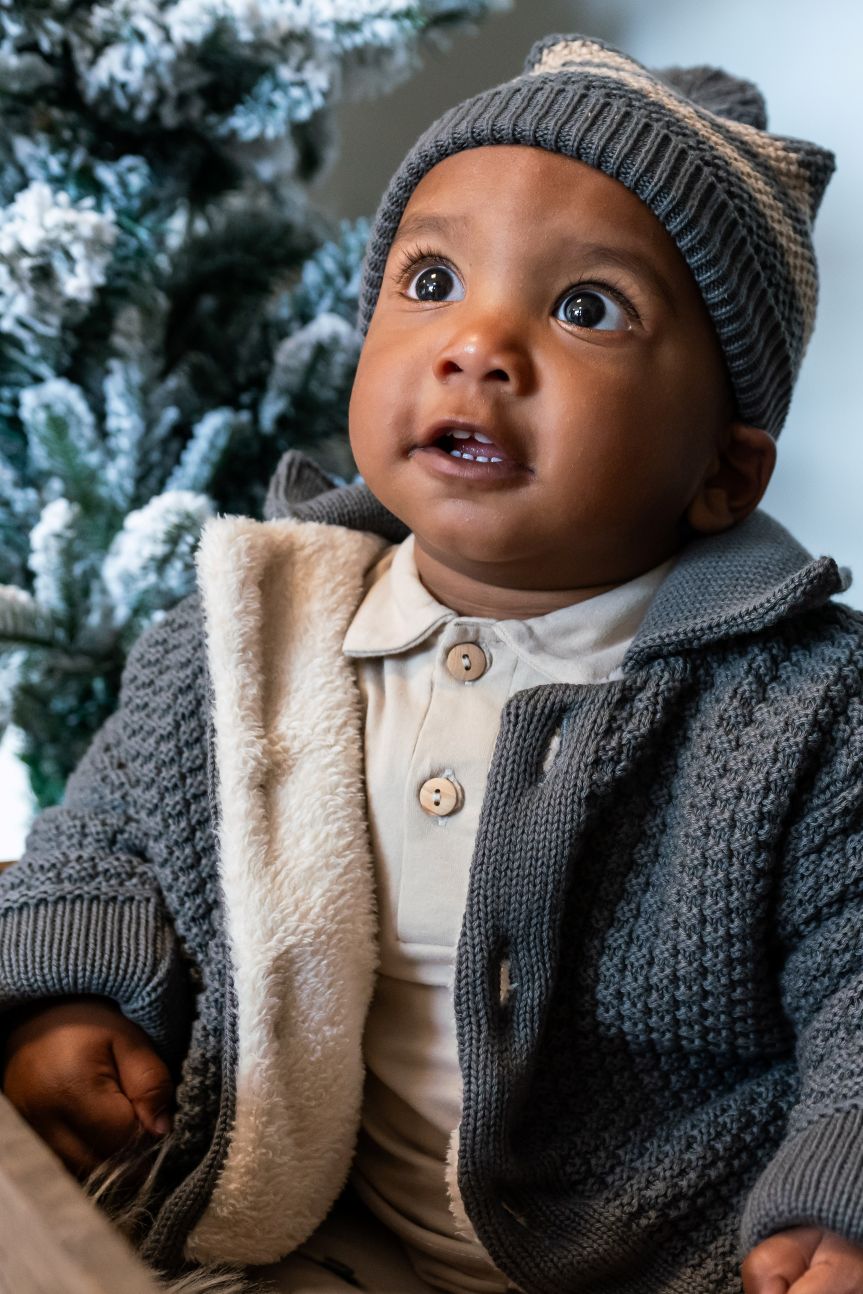 Jongens Knitted Jacket van Klein Baby in de kleur Grey in maat 74.