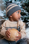 Jongens Knitted Hat Stripes van  in de kleur Grey in maat 62-68.