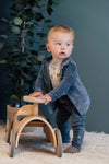 Jongens Shirt Rib van Klein Baby in de kleur Blue-Grey in maat 74.