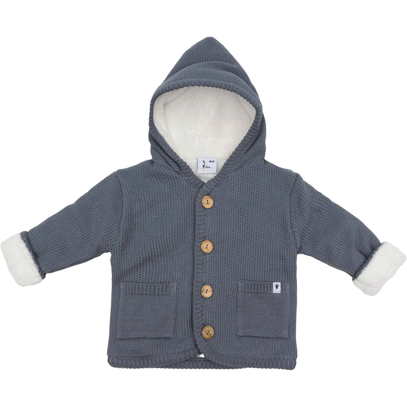 Jongens Jacket Knitted van Klein Baby in de kleur Blue-Grey in maat 74.