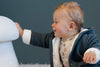 Jongens Jacket Knitted van Klein Baby in de kleur Blue-Grey in maat 74.