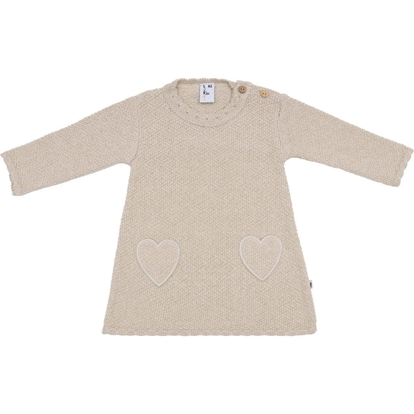 Meisjes Dress Hearts van Klein Baby in de kleur Beige Melange in maat 74.