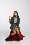 Meisjes Blazer KENDAL PINSTRIPE van Aaiko Girls in de kleur FUDGE in maat 176.