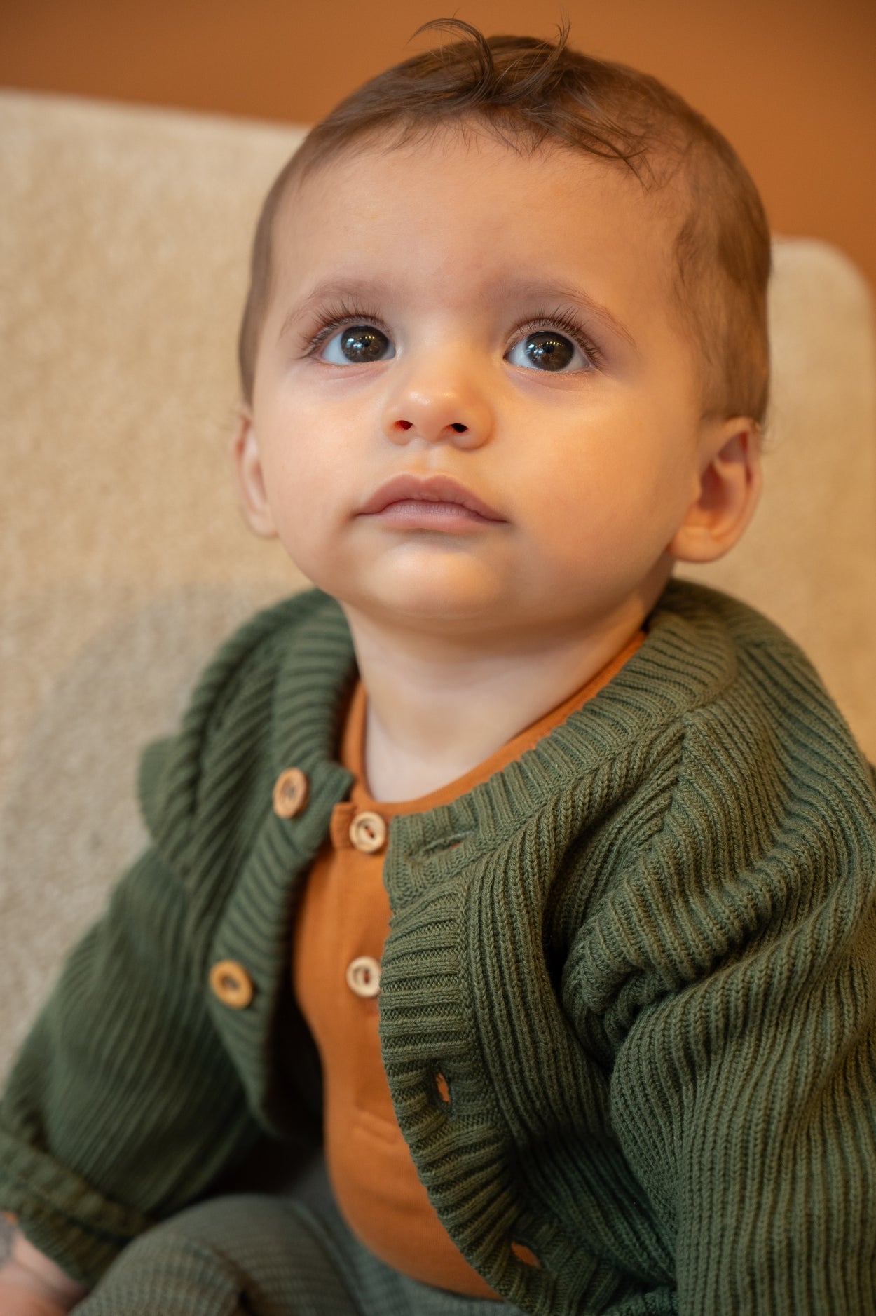 Jongens Knit Cardigan van Klein Baby in de kleur Beetle in maat 86.