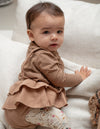 Meisjes Cardigan Buttons van  in de kleur Stripe Burro/Rawhide in maat 86.
