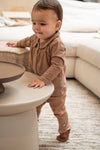 Meisjes Cardigan Buttons van  in de kleur Stripe Burro/Rawhide in maat 86.