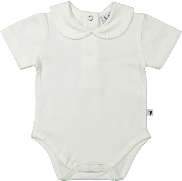 Meisjes Body Collar Girl S/S van Klein Baby in de kleur Off White in maat 74.