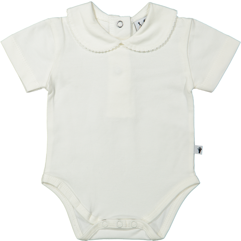 Meisjes Body Collar Girl S/S van Klein Baby in de kleur Off White in maat 74.