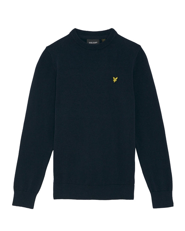 Jongens Cotton Crew Neck Jumper van Lyle & Scott in de kleur Z271 Dark Navy in maat 170-176.