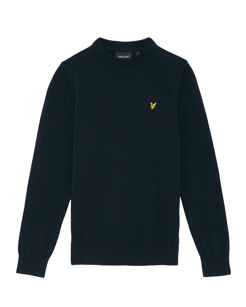 Jongens Cotton Crew Neck Jumper van Lyle & Scott in de kleur Z271 Dark Navy in maat 170-176.
