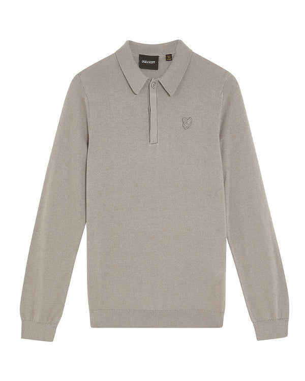Jongens LS Knitted Polo Shirt van Lyle & Scott in de kleur X852 Sharkskin in maat 170-176.