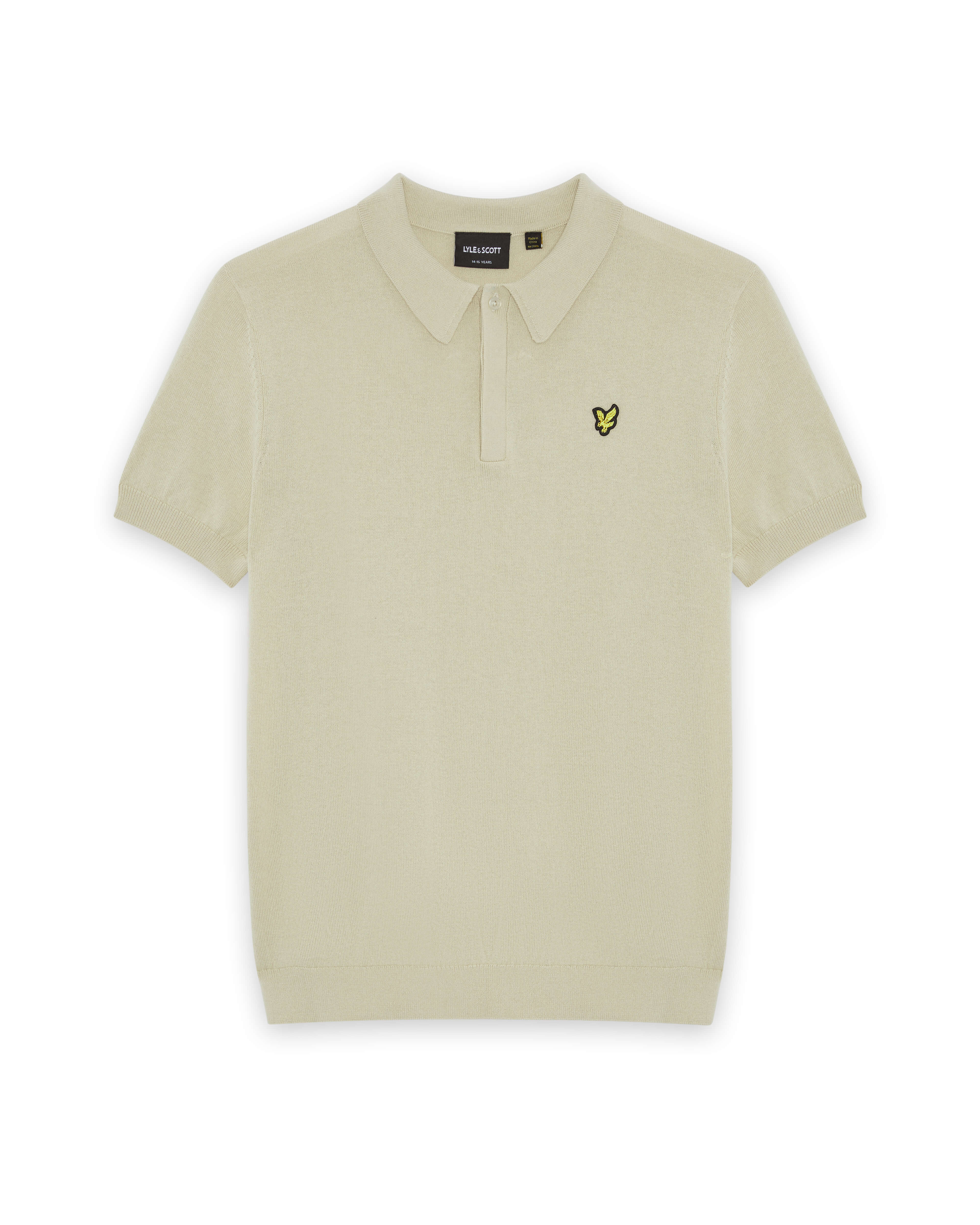 Jongens SS Knitted Polo Shirt van Lyle & Scott in de kleur Wheat in maat 170-176.
