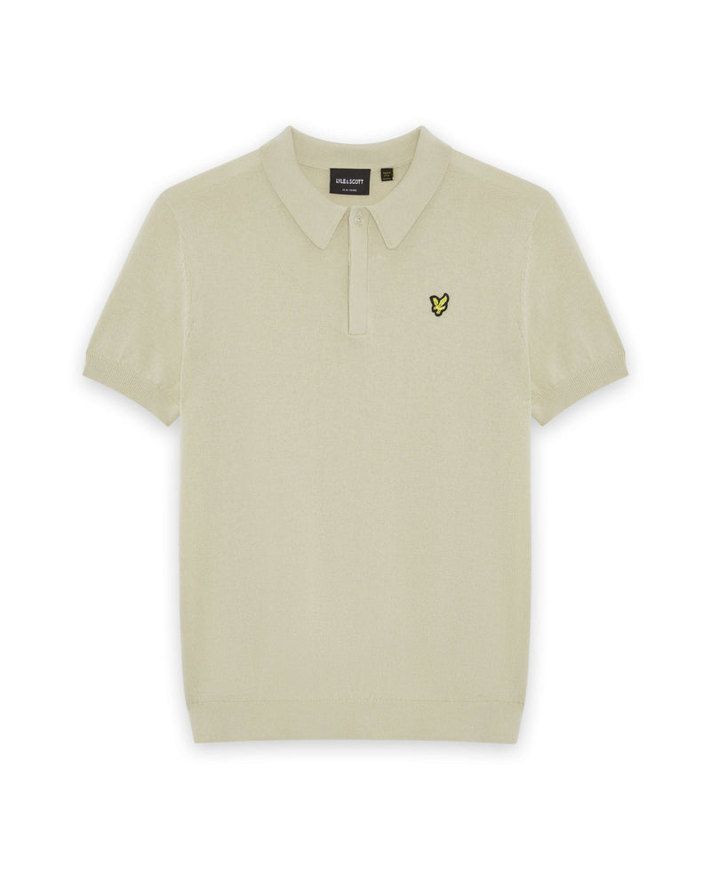 Jongens SS Knitted Polo Shirt van Lyle & Scott in de kleur Wheat in maat 170-176.
