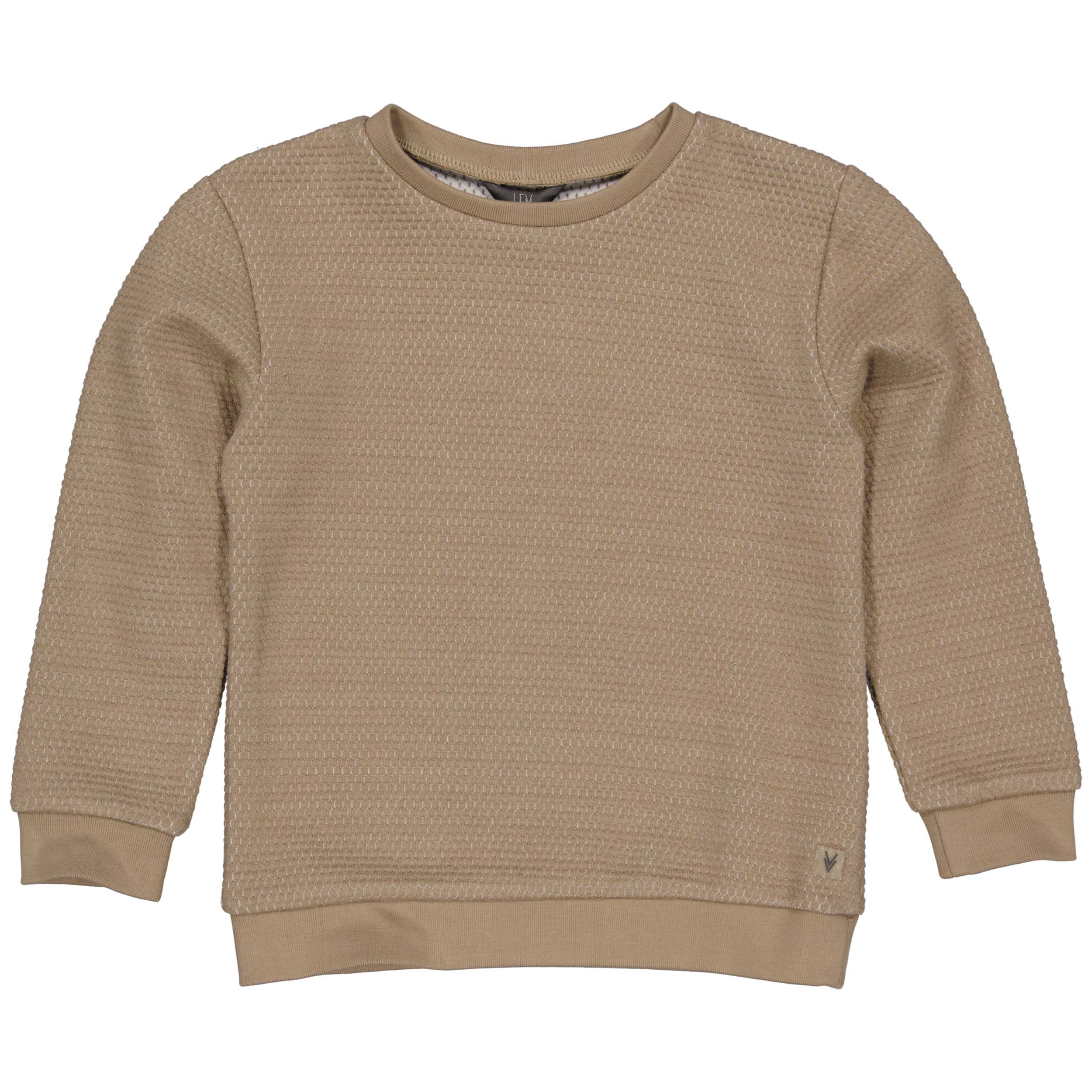 Jongens Sweater GERRITLW231 van Little Levv in de kleur Taupe in maat 128.
