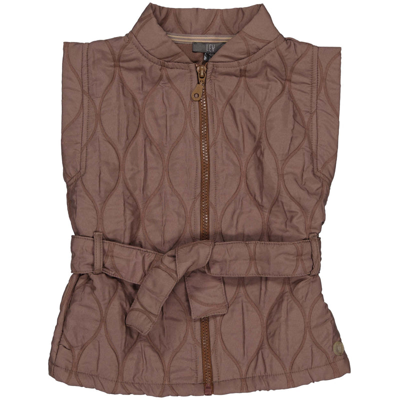 Meisjes Bodywarmer GILANALW231 van Little Levv in de kleur Brown Dust in maat 128.