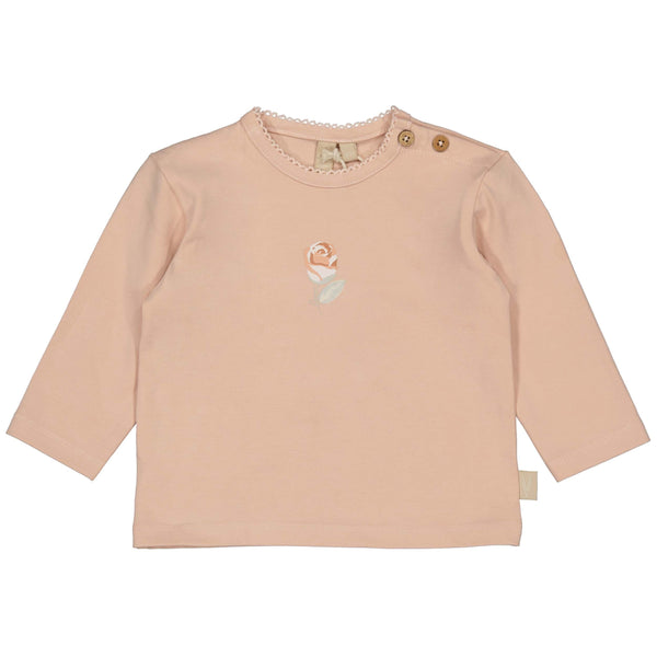 Meisjes Longsleeve LAURA van Levv Newborn in de kleur Old Pink in maat 74.