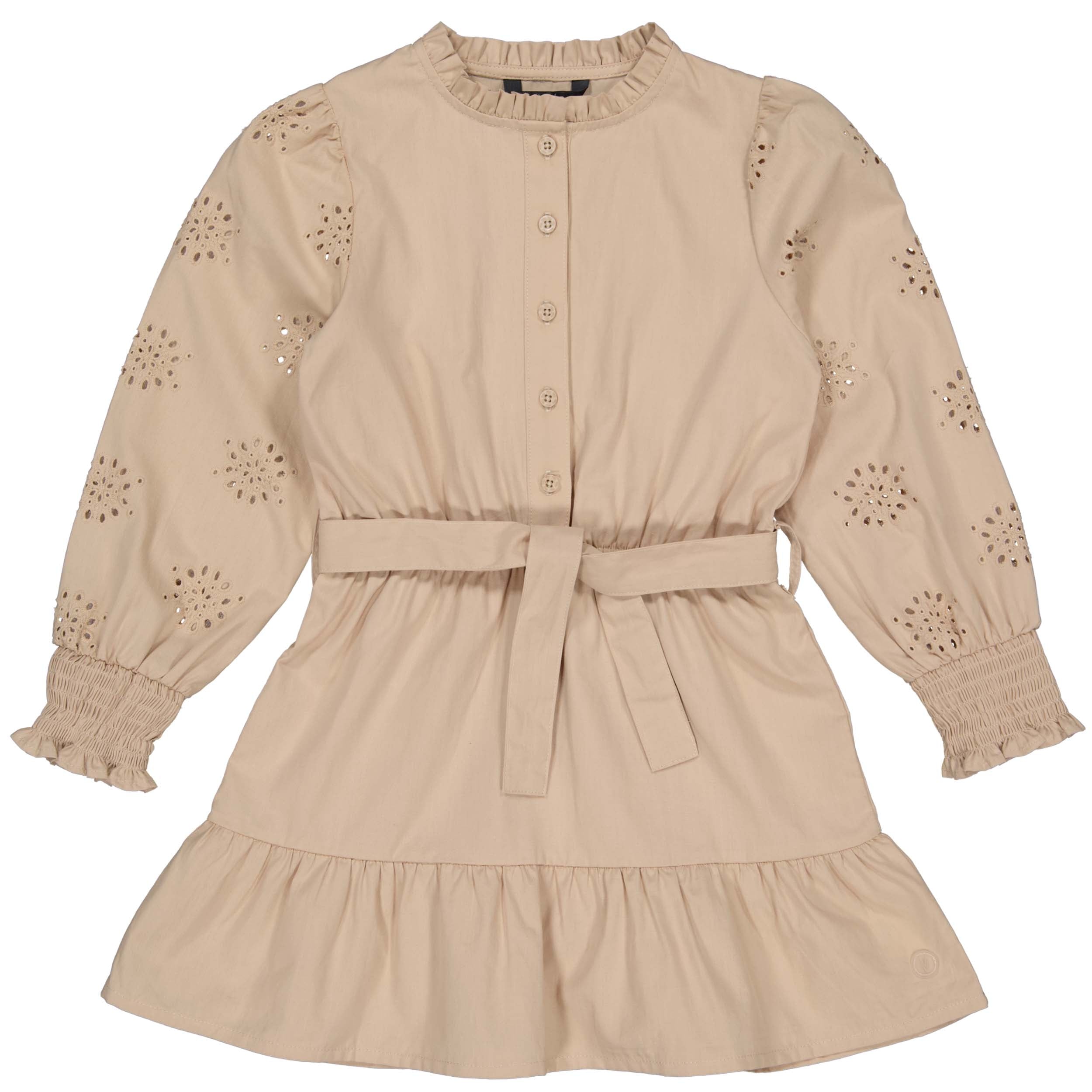 Meisjes DRESS SAMMA van Little Levv in de kleur Sand in maat 128.