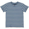 Jongens SHIRT SAMUEL van Little Levv in de kleur AOP Sand Stripe in maat 128.