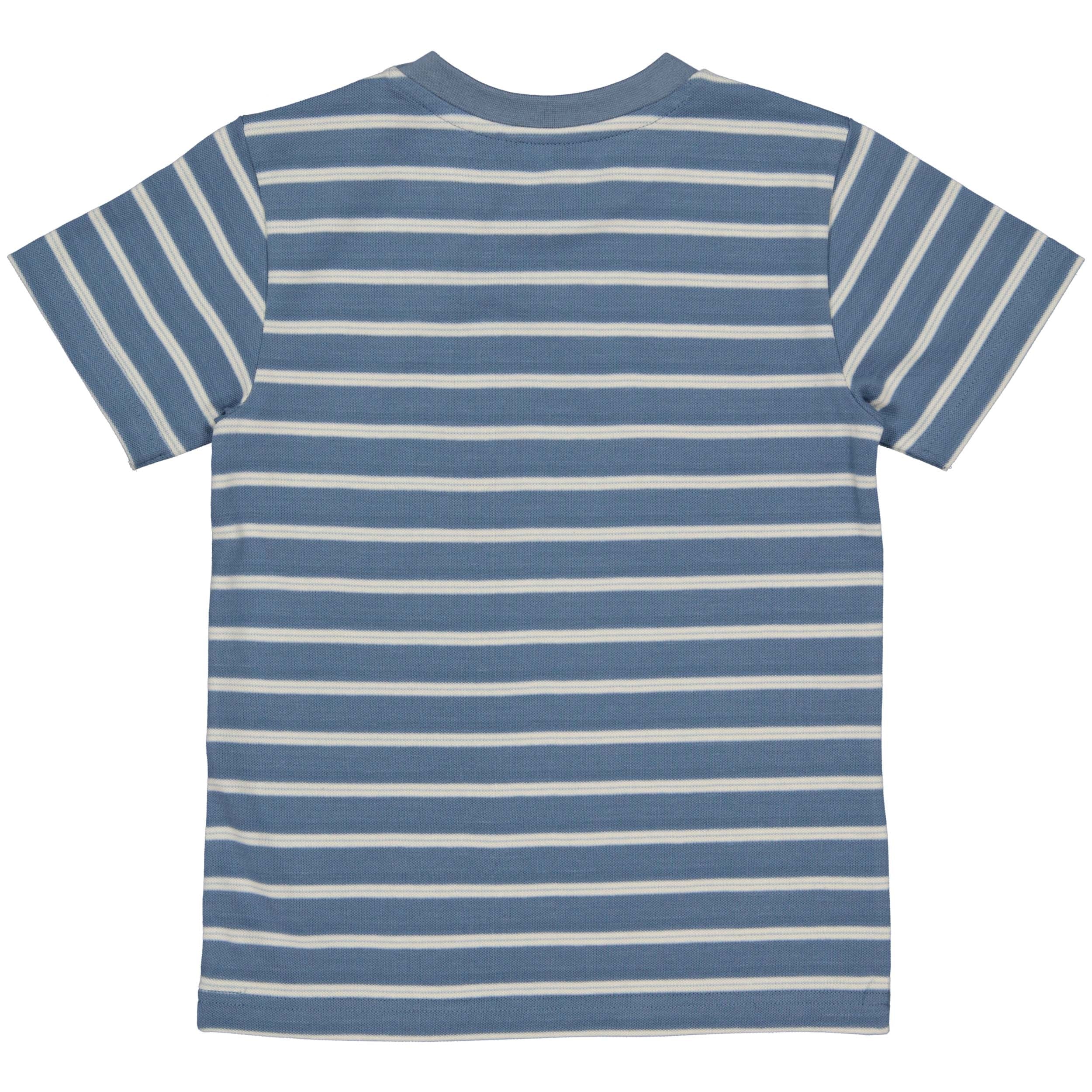 Jongens SHIRT SAMUEL van Little Levv in de kleur AOP Sand Stripe in maat 128.