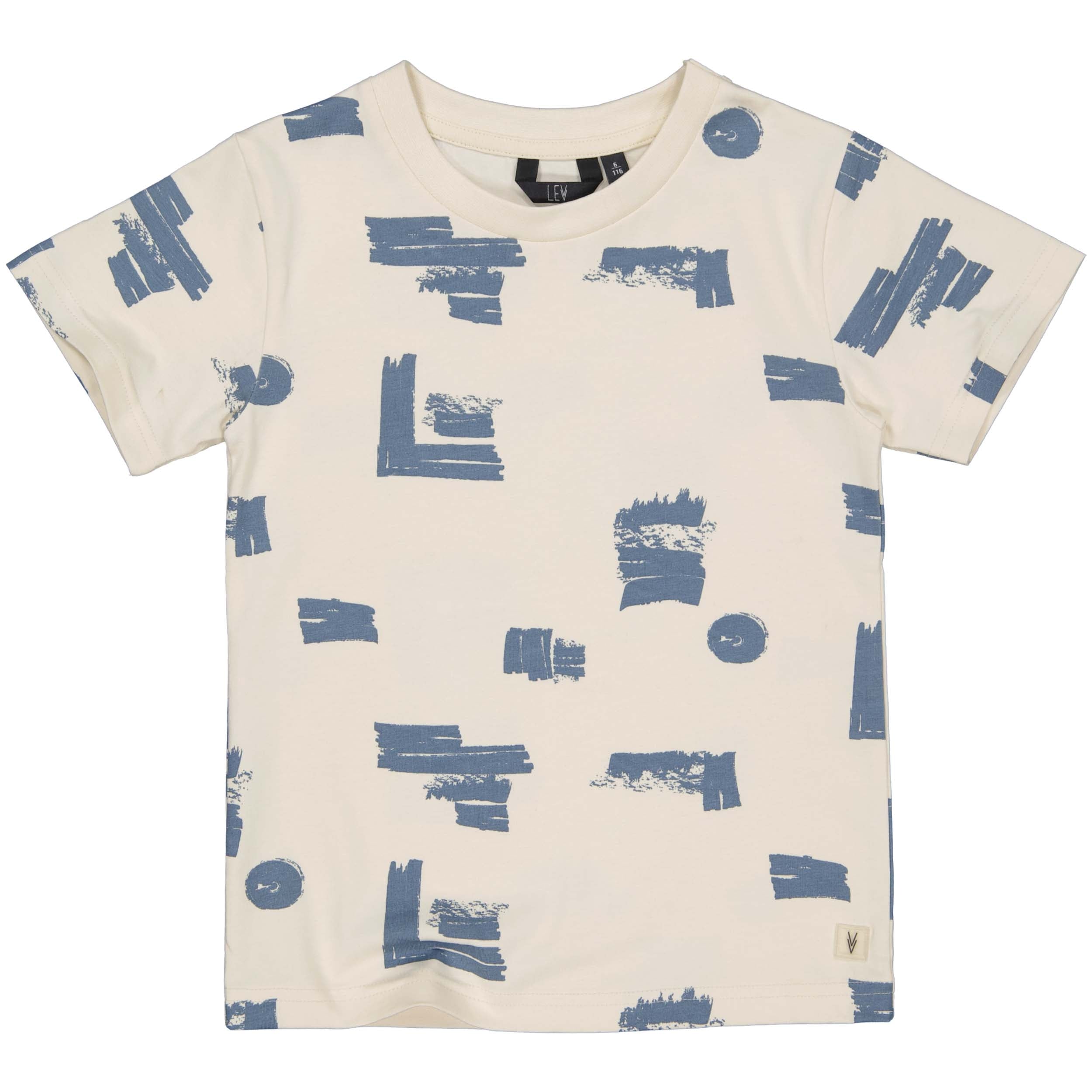 Jongens SHIRT SCOUT van Little Levv in de kleur AOP Blue Sketch in maat 128.