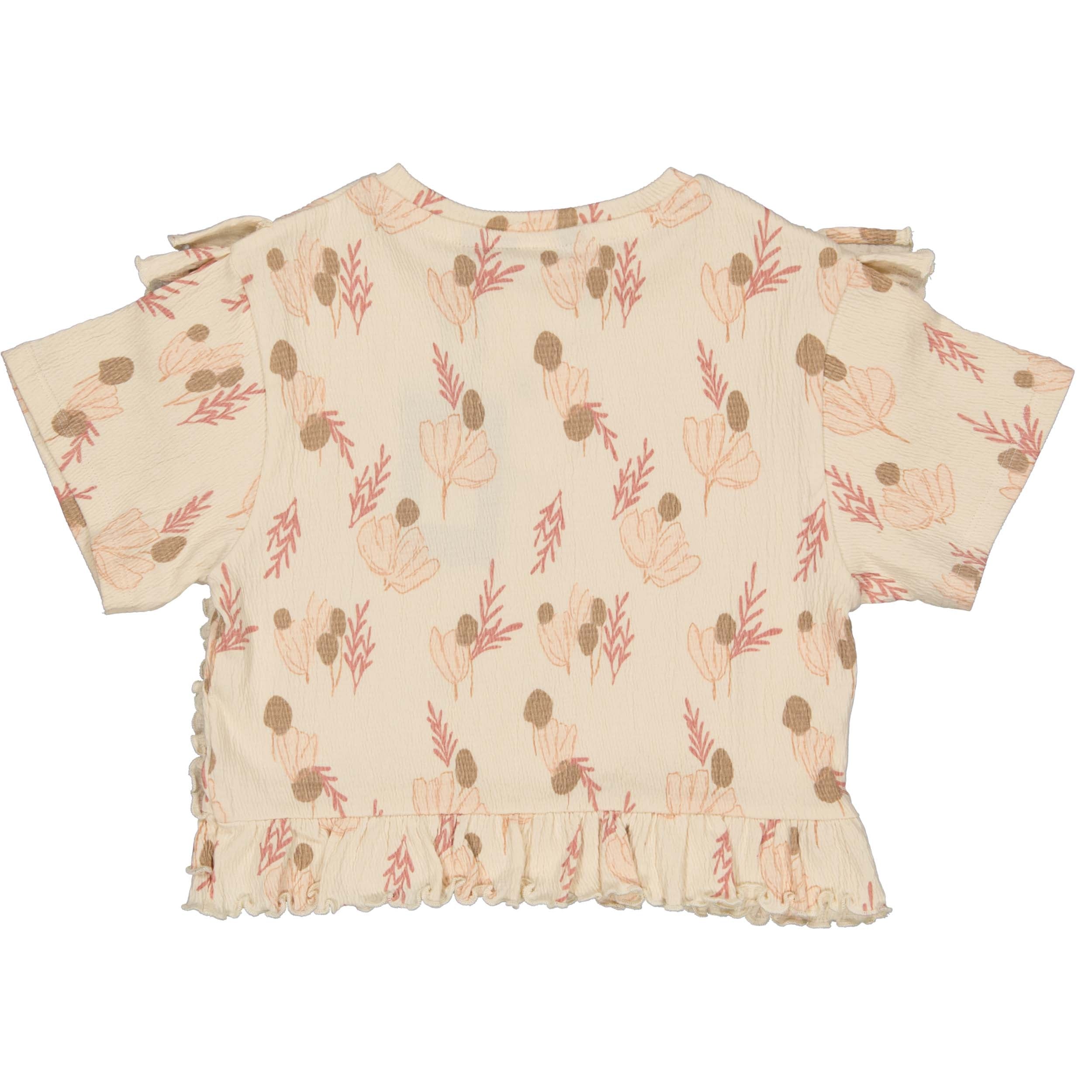 Meisjes SHIRT SHAI van Little Levv in de kleur AOP Pink Leaves in maat 128.