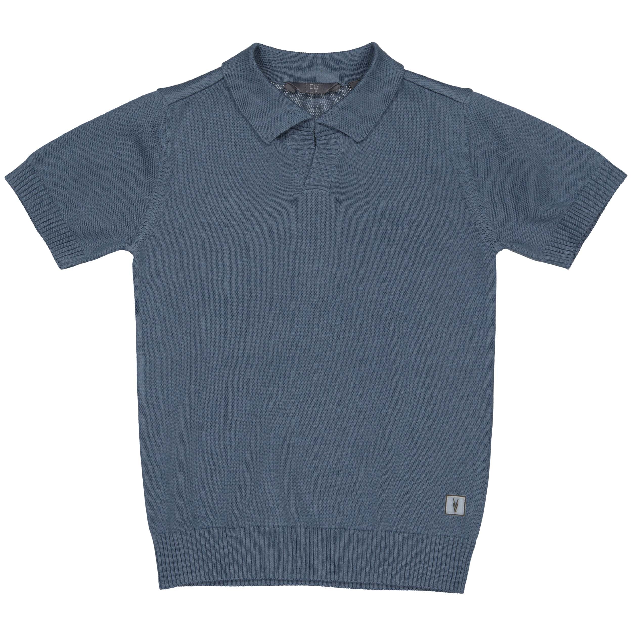 Jongens SHIRT SIEBE van Little Levv in de kleur Mid Blue in maat 128.