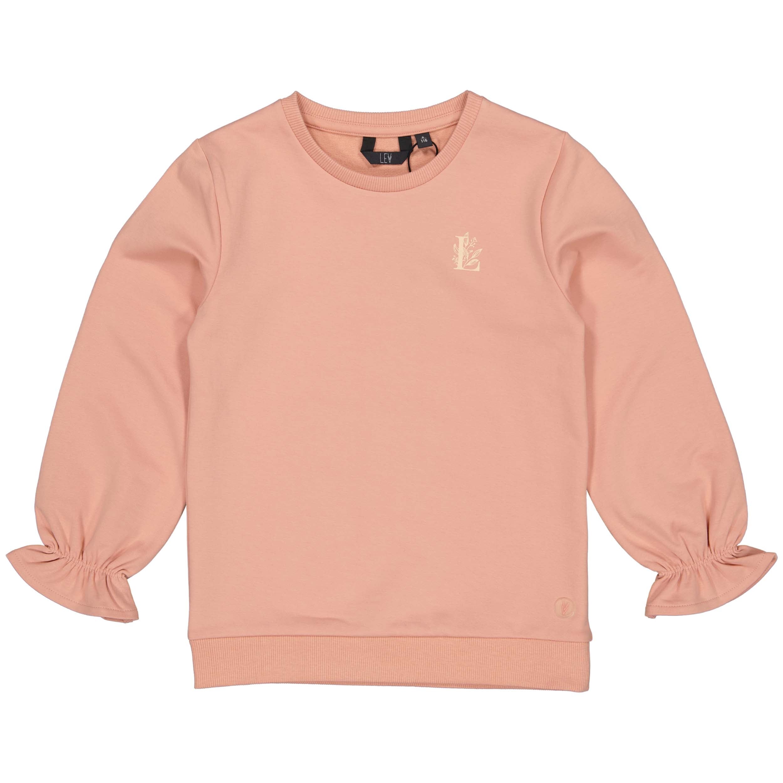 Meisjes SWEATER SIEN van Little Levv in de kleur Old Pink in maat 128.