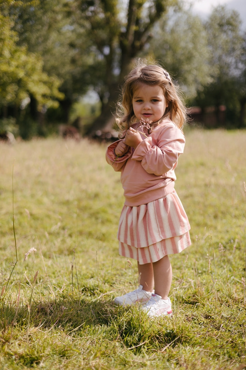 Meisjes SWEATER SIEN van Little Levv in de kleur Old Pink in maat 128.