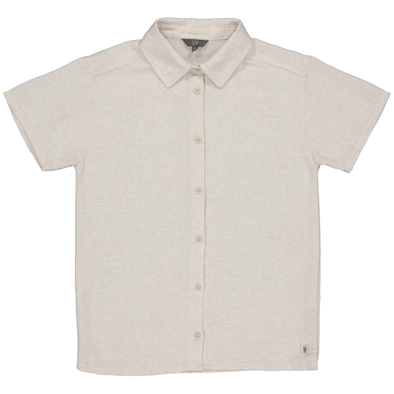 Jongens SHIRT REMON van Little Levv in de kleur Cream in maat 128.