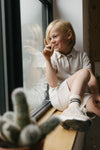 Jongens SHIRT REMON van Little Levv in de kleur Cream in maat 128.
