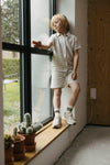 Jongens SHIRT REMON van Little Levv in de kleur Cream in maat 128.