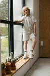 Jongens PANTS RICARDO van Little Levv in de kleur Cream in maat 128.