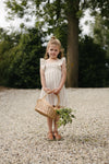 Meisjes DRESS SAMMY van Little Levv in de kleur AOP Taupe Stripe in maat 128.