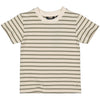 Jongens SHIRT SCOTT van Little Levv in de kleur AOP Cream Stripes in maat 128.