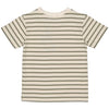 Jongens SHIRT SCOTT van Little Levv in de kleur AOP Cream Stripes in maat 128.