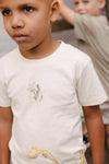 Jongens SHIRT SEFF van Little Levv in de kleur Cream in maat 128.