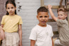 Jongens SHIRT SEFF van Little Levv in de kleur Cream in maat 128.