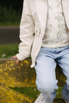 Jongens JACKET SIBBE van Little Levv in de kleur Cream in maat 128.