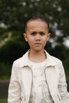 Jongens JACKET SIBBE van Little Levv in de kleur Cream in maat 128.