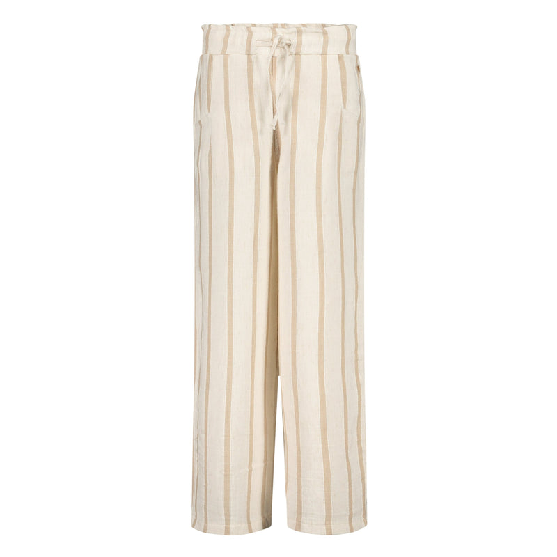 Meisjes PANTS STACY van Little Levv in de kleur AOP Taupe Stripe in maat 128.