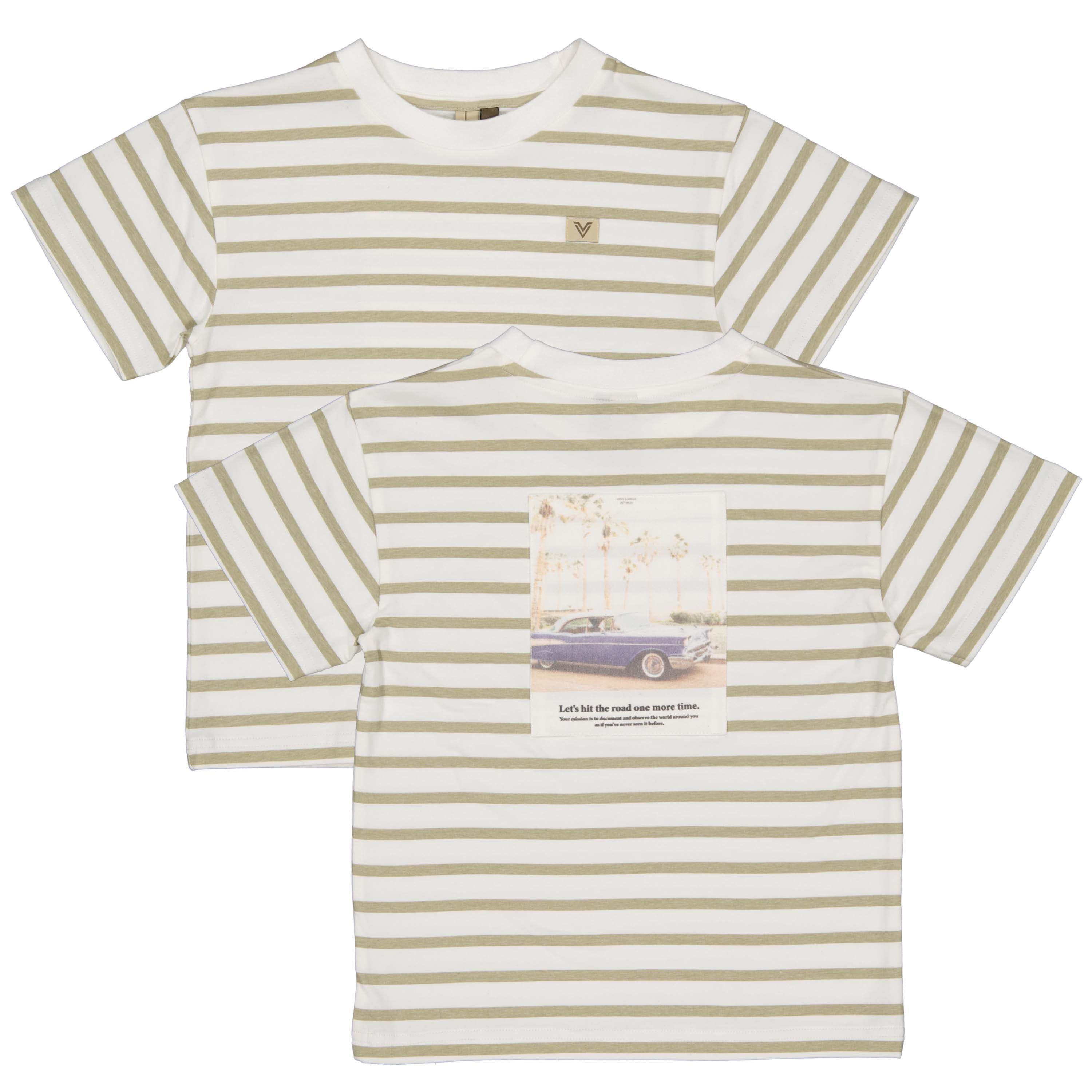 Jongens T-Shirt stripe BAS van Little Levv in de kleur AOP White Stripe in maat 128.