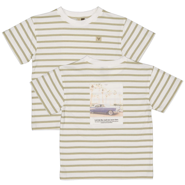 Jongens T-Shirt stripe BAS van Little Levv in de kleur AOP White Stripe in maat 128.