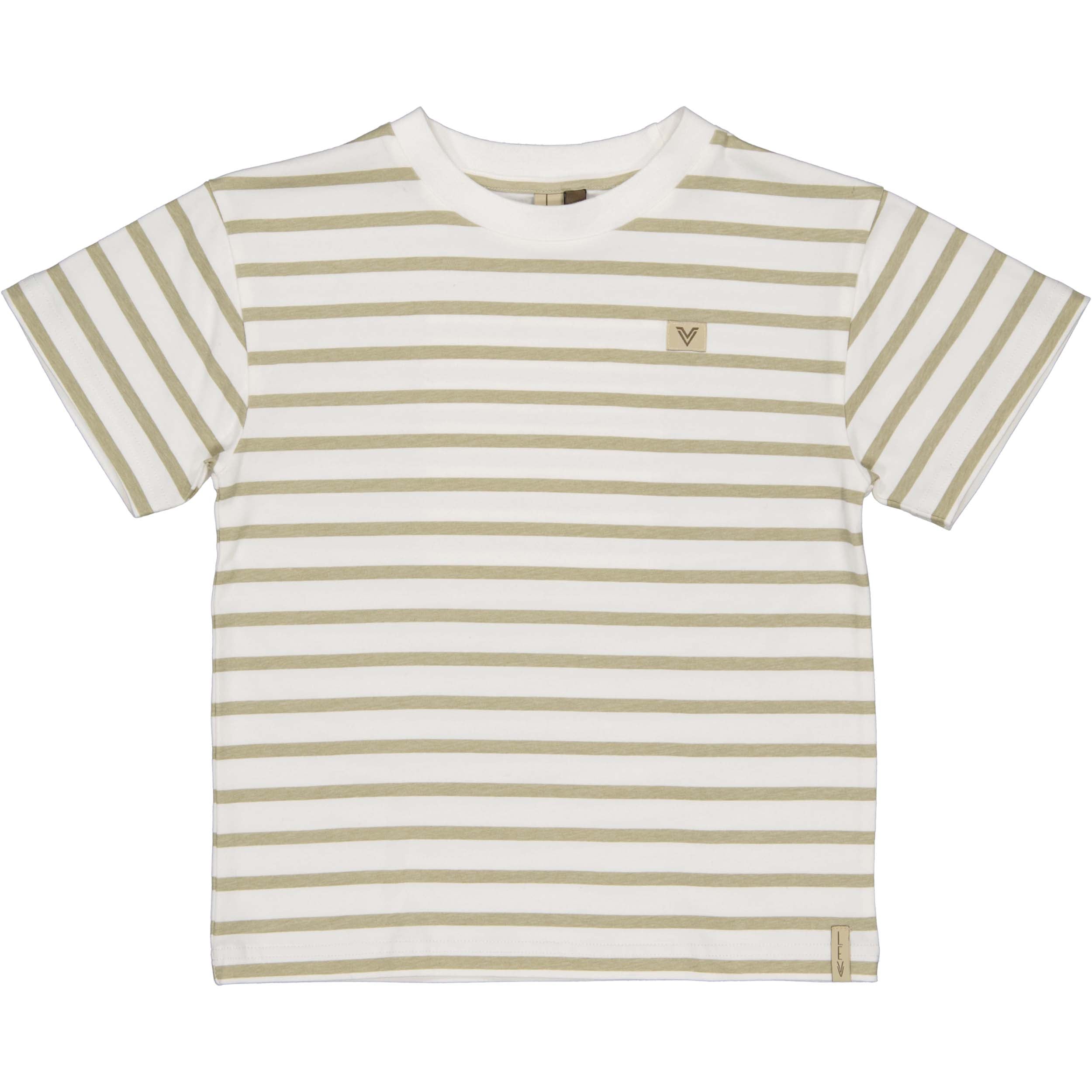 Jongens T-Shirt stripe BAS van Little Levv in de kleur AOP White Stripe in maat 128.