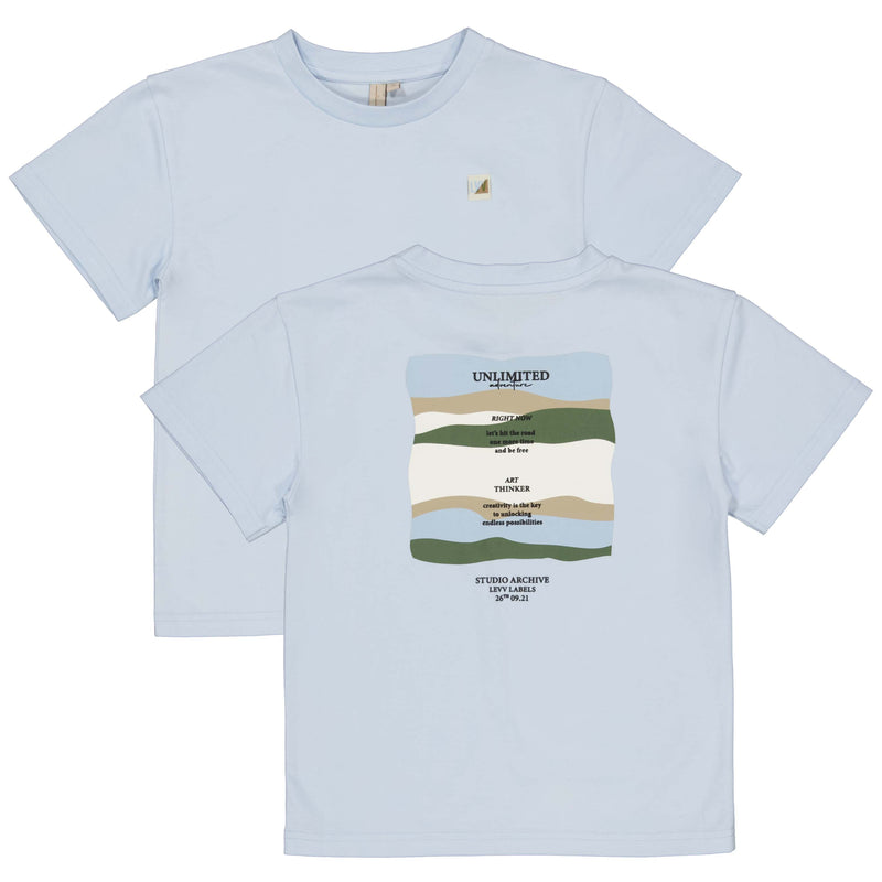 Jongens T-Shirt BAY van Little Levv in de kleur Vintage Blue in maat 128.