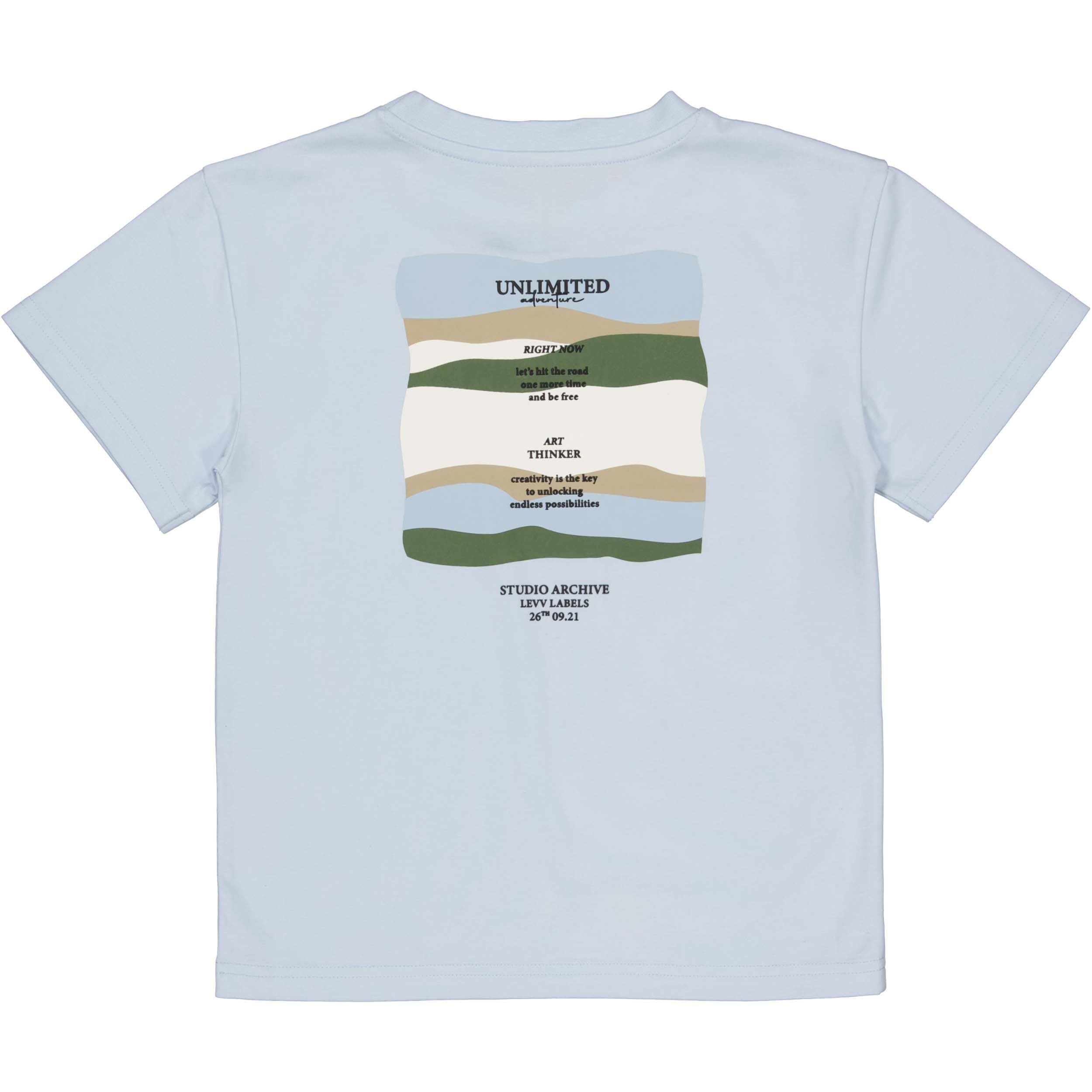 Jongens T-Shirt BAY van Little Levv in de kleur Vintage Blue in maat 128.