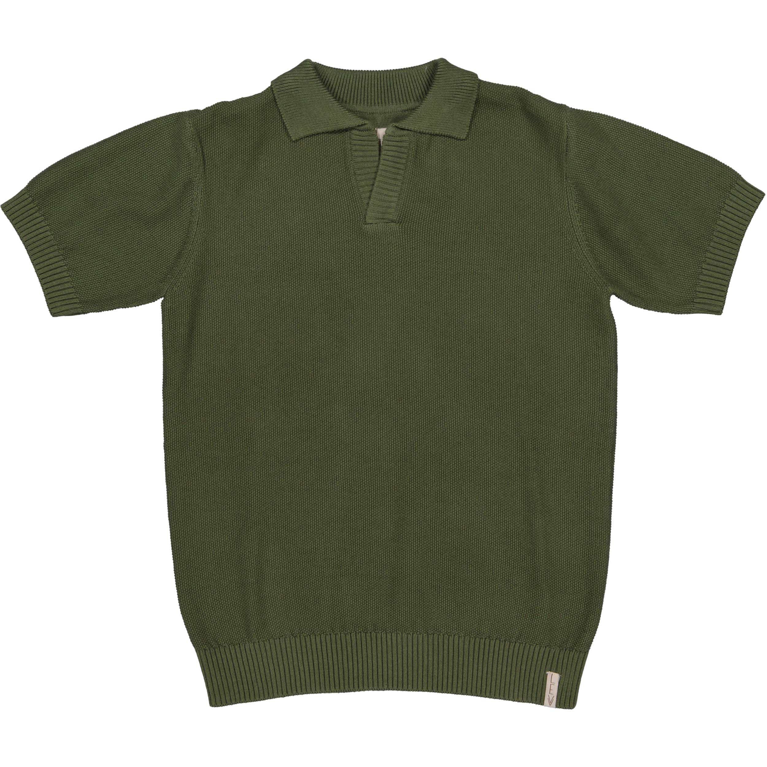 Jongens Knitted polo BEREND van Little Levv in de kleur Dark Green in maat 128.