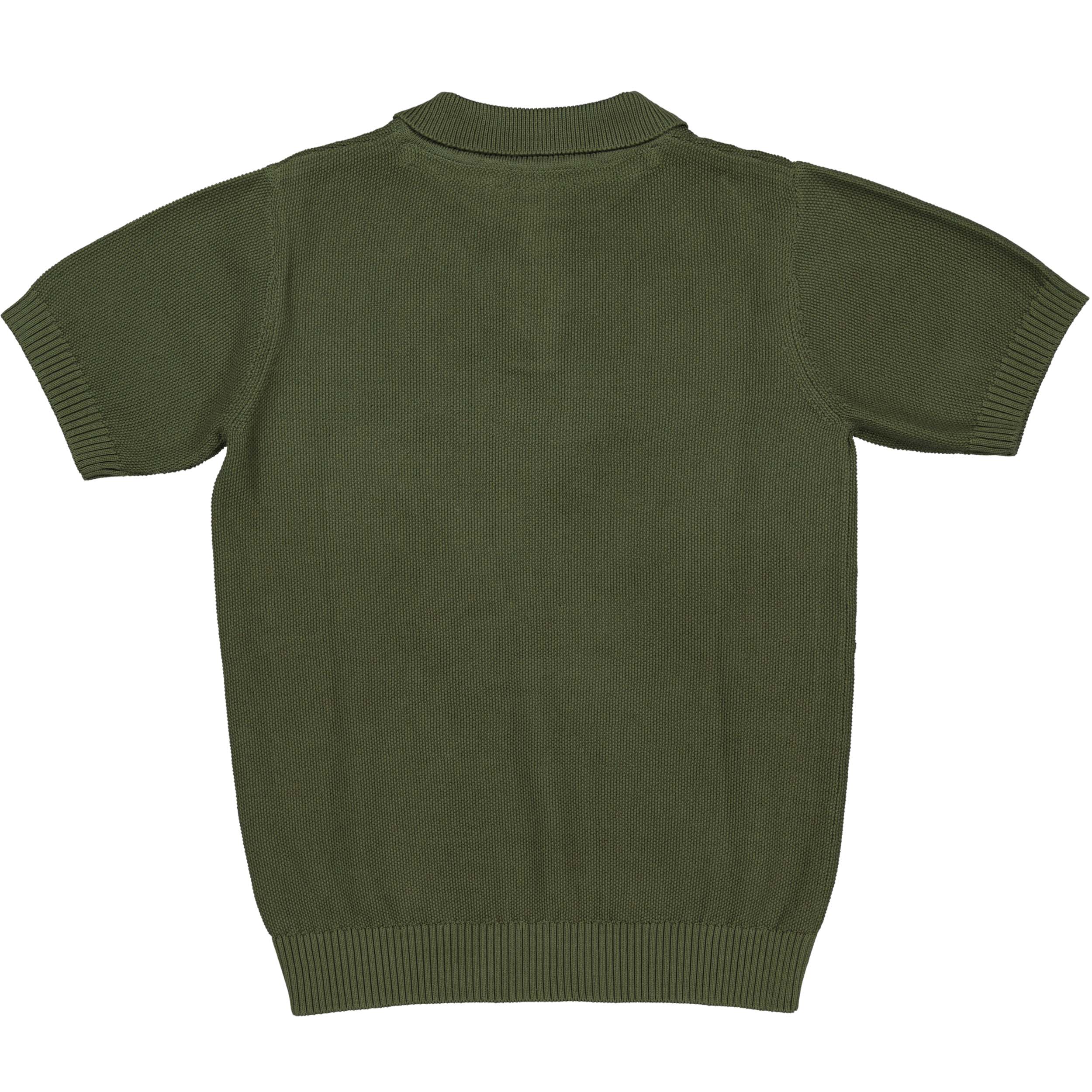 Jongens Knitted polo BEREND van Little Levv in de kleur Dark Green in maat 128.