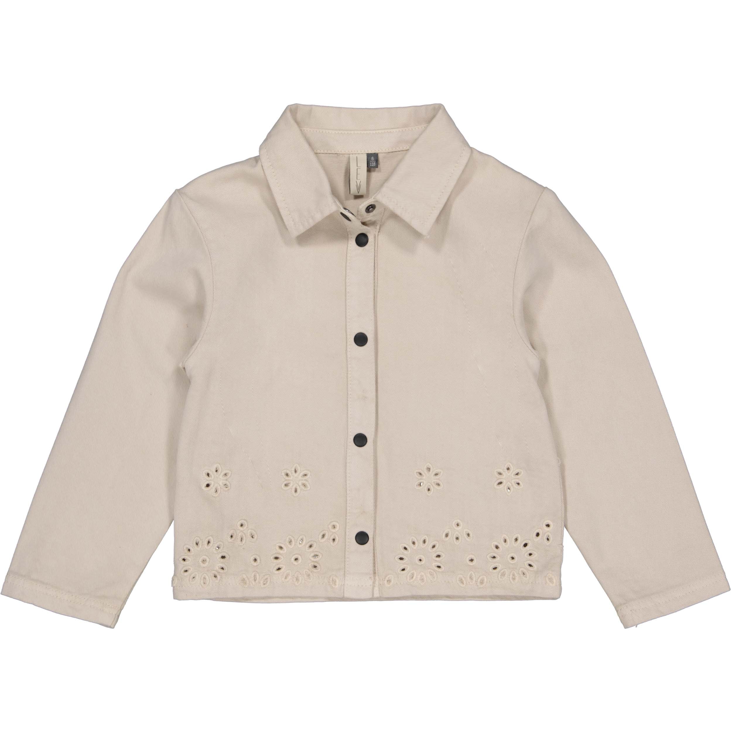 Meisjes Jacket BLOEM van Little Levv in de kleur Cream in maat 128.